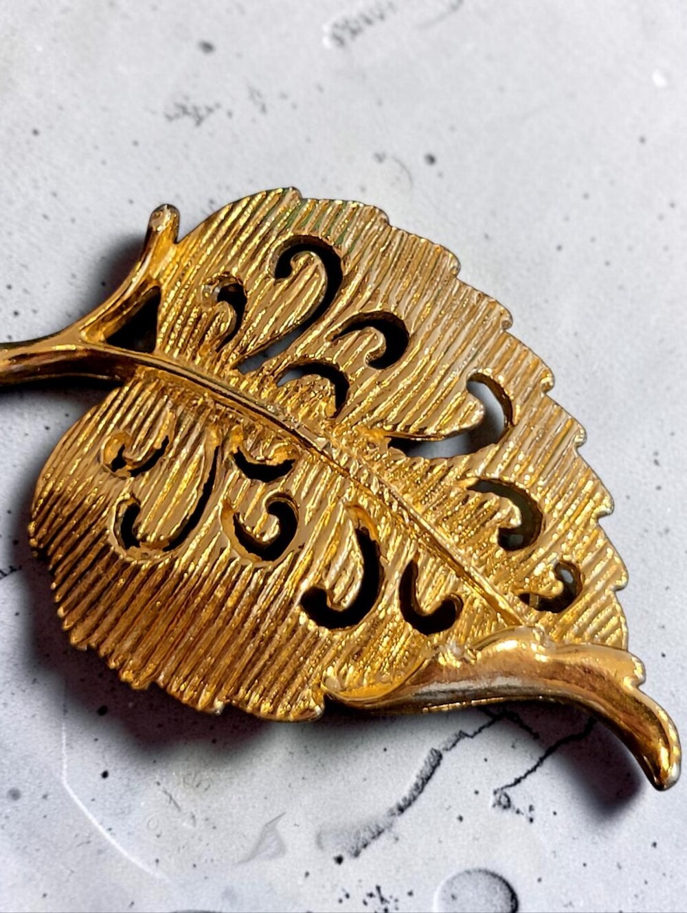 Gerry's Vintage Gold Leaf Brooch, signed jewelry, elven brooch